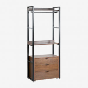 Armoire Ariaster Sklum noire avec étagères, tiroirs et barre de suspension