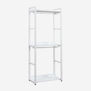 Armoire Ariaster Sklum blanche ouverte avec deux barres et trois étagères