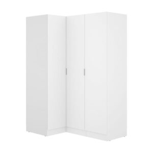 Armoire duehome LISTOWEL blanche à trois portes et forme d’angle