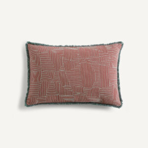 Housse de coussin AM.PM SORINE brodée, en lin et coton, avec franges