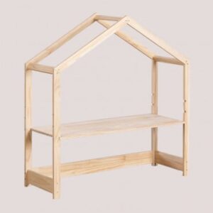 Bureau Sklum Estudi Kids en pin naturel avec structure en forme de maison