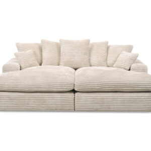 Canapé Bobochic Nevada beige avec méridienne profonde et revêtement côtelé doux