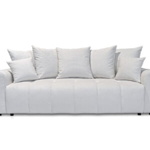 Canapé Bobochic Roxelane convertible trois places en tissu chiné blanc