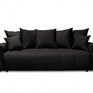 Canapé Bobochic Roxelane gris foncé, convertible avec assise capitonnée et coussins rembourrés