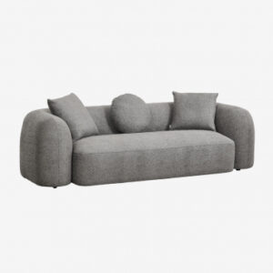 Canapé Coco Sklum gris granit en chenille épaisse avec trois coussins déhoussables