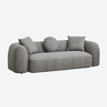 Canapé Coco Sklum gris granit en chenille épaisse avec trois coussins déhoussables