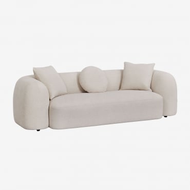 Canapé Coco Sklum blanc en chenille avec trois coussins déhoussables