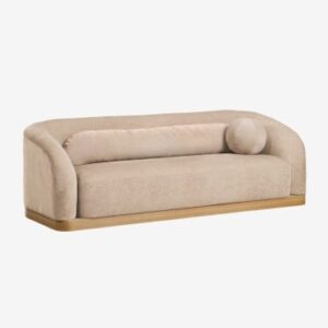Canapé Zofli Sklum brun sable clair en chenille avec base en bois