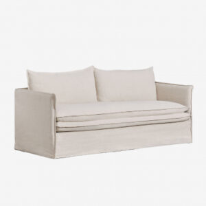 Canapé Grace Sklum beige trois places avec revêtement en lin et coton