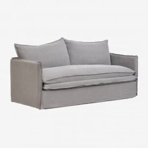 Canapé Grace Sklum gris foncé avec revêtement en lin et coton