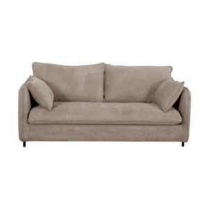 Canapé convertible Oden beige en tissu, trois places avec accoudoirs fins