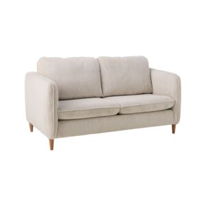 Canapé convertible Portimo beige en velours côtelé avec pieds en bois massif