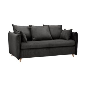canapé convertible CAMIF Orion anthracite en velours côtelé, en position assise