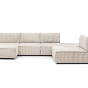 Canapé Bobochic Nihad beige modulable avec deux méridiennes et un pouf