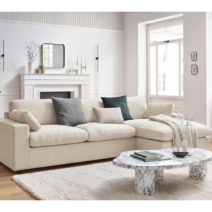 Canapé Bobochic Belair beige à quatre places avec méridienne réversible