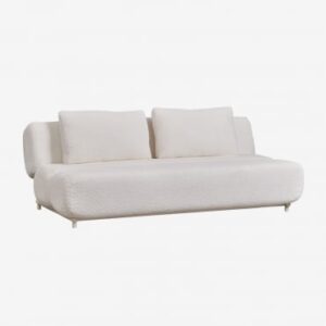 Canapé-lit Miami Sklum blanc en tissu bouclé avec pieds chromés