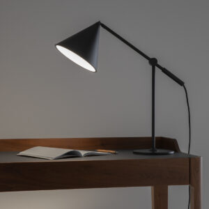 Lampe de bureau Moke en fer noir et moka avec réflecteur orientable
