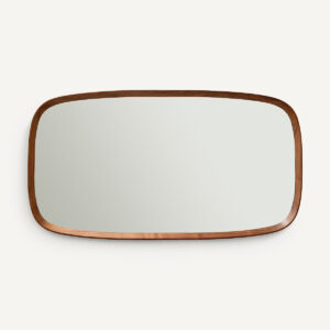 Miroir Orion AM.PM rectangulaire en noyer massif, aux coins arrondis
