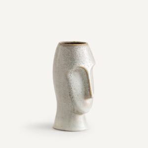 Vase AM.PM Oro en grès émaillé, décoré d’un visage aux formes anguleuses
