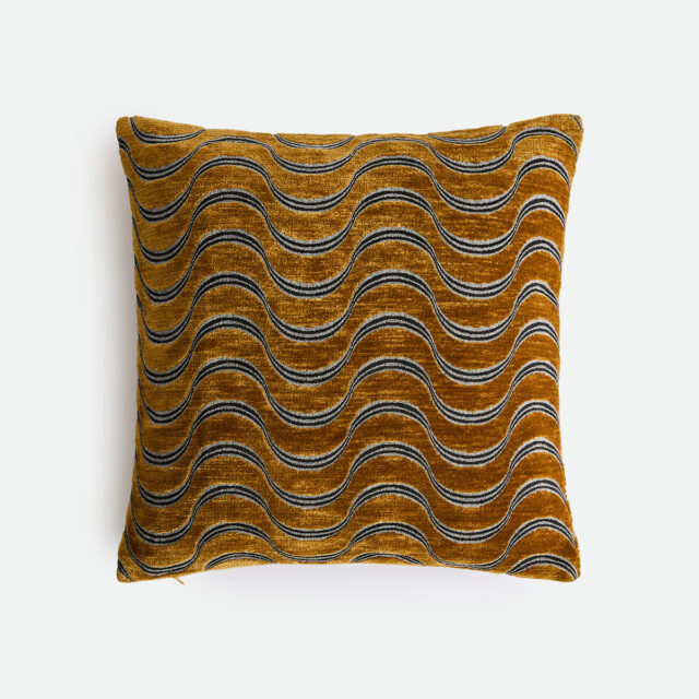 Housse de coussin Vilnia en velours chenille à motifs géométriques