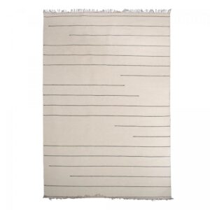 Tapis kilim Nimbus beige en laine tissée main, rectangulaire et à motif sobre