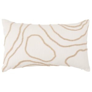 Housse de coussin SEKER écrue en coton avec broderie bicolore