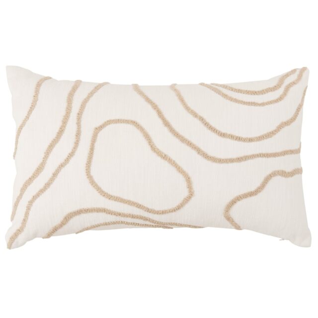 Housse de coussin SEKER écrue en coton avec broderie bicolore