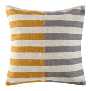 Housse de coussin Madura Lisa en coton à rayures grises et jaunes