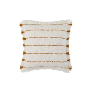 Housse de coussin Madura Taha ivoire et ocre à rayures tissées