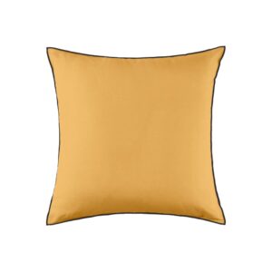 Housse de coussin Carlina jaune en lin avec finition bourdon noir