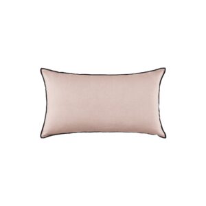 Housse de coussin Madura Carlina en lin rose avec finition noire