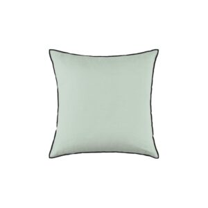 Housse de coussin Carlina en lin vert avec finition bourdon noire