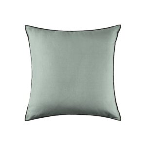 Housse de coussin Carlina en lin vert avec finition bourdon noir