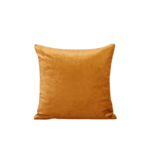 Housse de coussin Madura bicolore miel et taupe, aspect velours, format carré