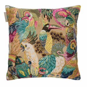 Housse de coussin Madura en viscose multicolore au motif de perroquets