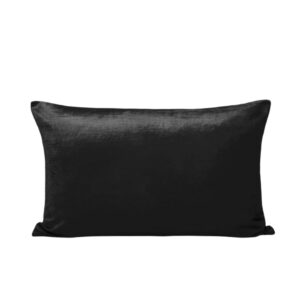 Housse de coussin Madura Castiglione noire en viscose, rectangulaire à deux faces contrastées