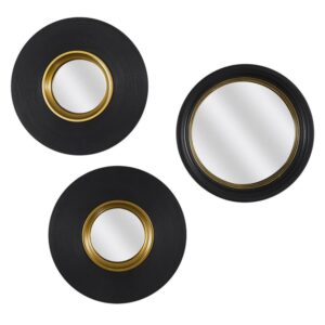 Lot de trois miroirs Oko convexes ronds avec encadrement en métal
