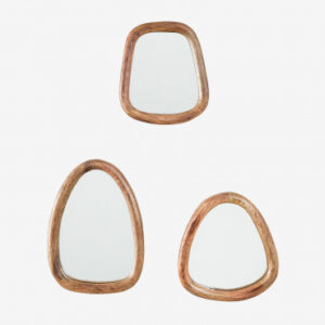 Miroirs Gabael Design aux cadres épais en bois de manguier, vendus par trois
