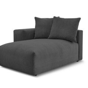Méridienne Bobochic Voltaire gris foncé avec accoudoir, configuration gauche pour canapé modulable