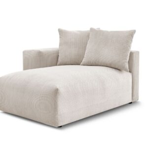 Méridienne Bobochic Voltaire beige avec accoudoir, en velours côtelé, angle gauche