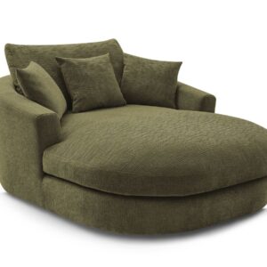 Méridienne Bobochic Belem verte en tissu texturé avec quatre coussins