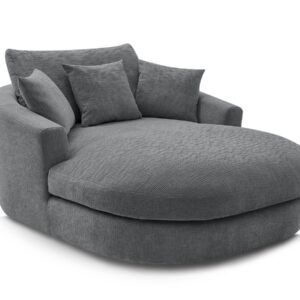 Méridienne Bobochic Belem en tissu texturé gris foncé avec coussins