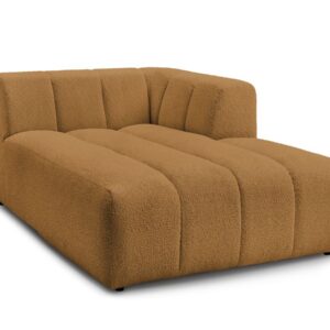 Méridienne Bobochic Annecy en tissu bouclette jaune, conçue pour un angle droit