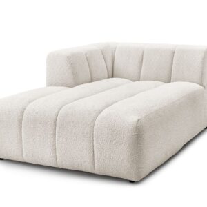 Méridienne Bobochic Annecy en tissu bouclette blanc, module d’angle gauche