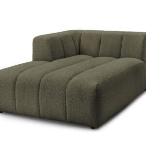 Méridienne Bobochic Annecy en tissu bouclette vert, configuration d’angle gauche