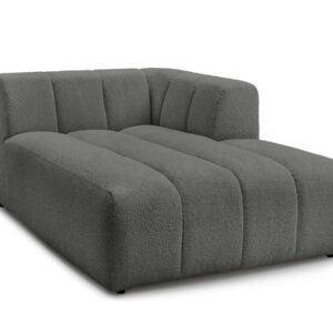 Méridienne Bobochic Annecy en tissu bouclette gris foncé, angle droit