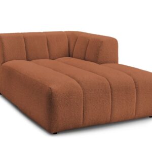 Méridienne Bobochic Annecy en tissu bouclette orange, configuration à angle droit