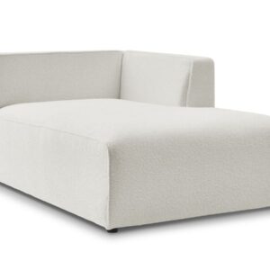 Méridienne Bobochic MEGEVE blanche en tissu bouclette, configuration angle droit