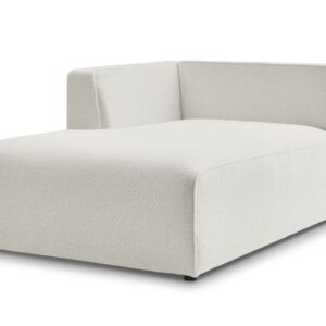 Méridienne Bobochic MEGEVE blanche en tissu bouclette, module une place à angle gauche