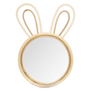 Miroir bambou Decoratie en forme de lapin, cadre beige naturel mural